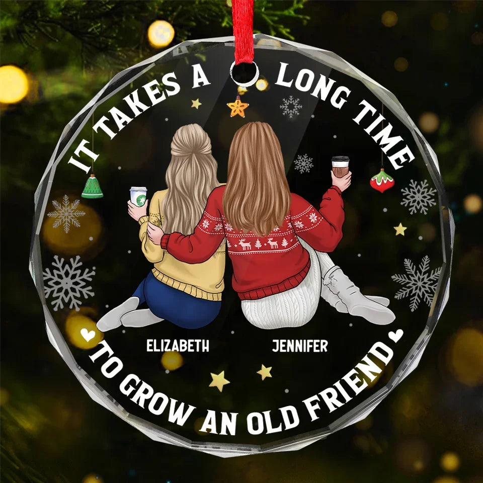 A Friendship That Will Never Fade - Bestie Personalized Custom Circle Glass Ornament - Christmas Gift For Best Friends, BFF, Sisters