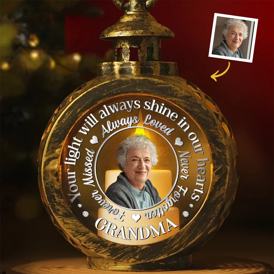 Custom Photo Your Memory Warms Our Hearts - Memorial Personalized Custom Candlelight Lantern Ornament - Sympathy Gift, Christmas Gift For Family Members
