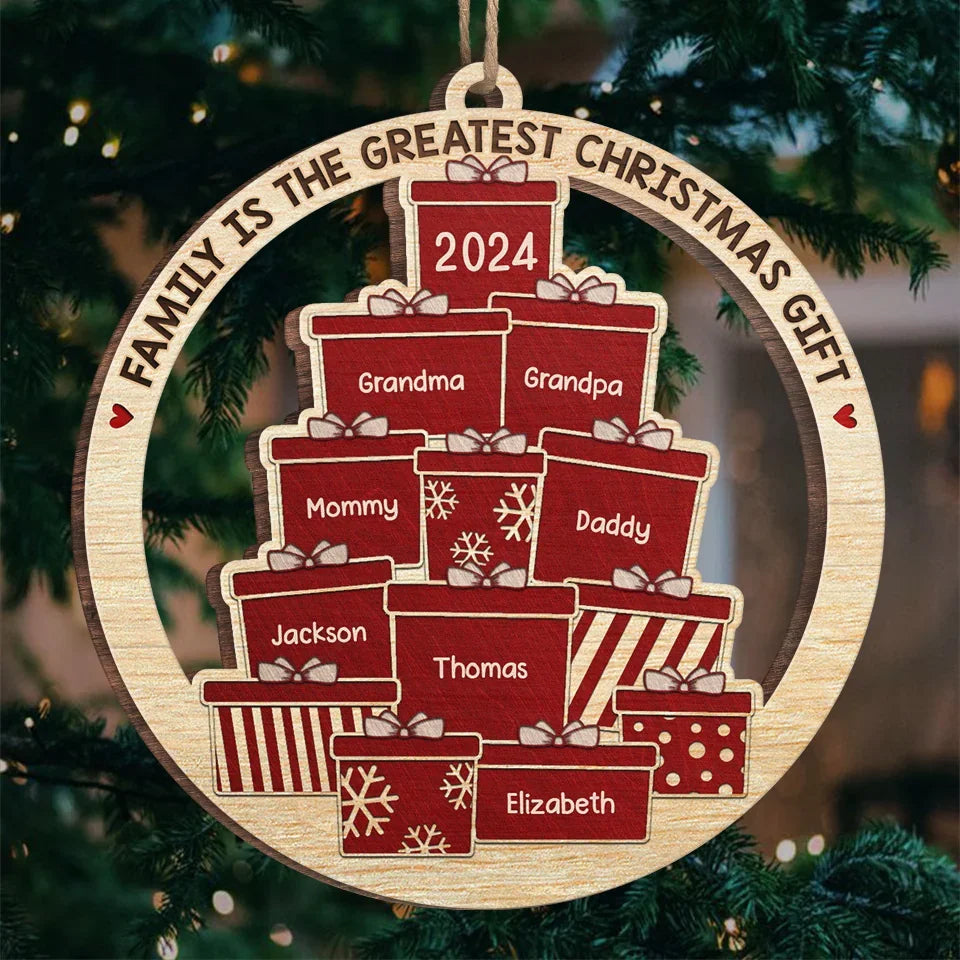 Time Together As A Family Is A Gift - Family Personalized Custom Ornament - Wood Custom Shaped - Christmas Gift For Family Members