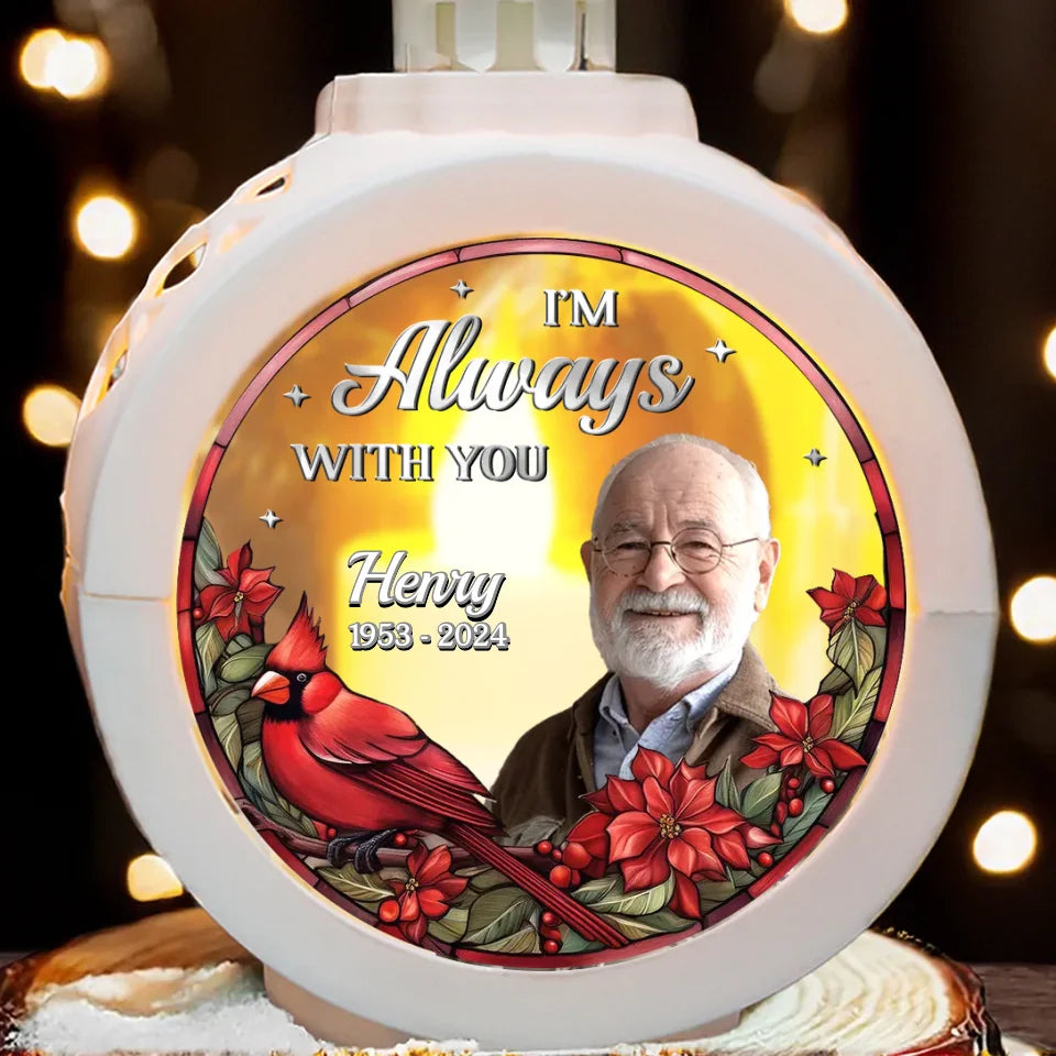 Custom Photo Always By Your Side - Memorial Personalized Custom Candlelight Lantern Ornament - Sympathy Gift, Christmas Gift For Family Members