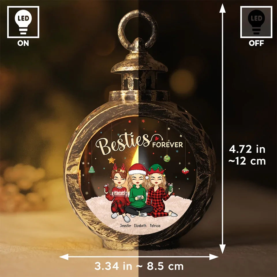 Besties Forever - Bestie Personalized Custom Candlelight Lantern Ornament - Christmas Gift For Best Friends, BFF, Sisters