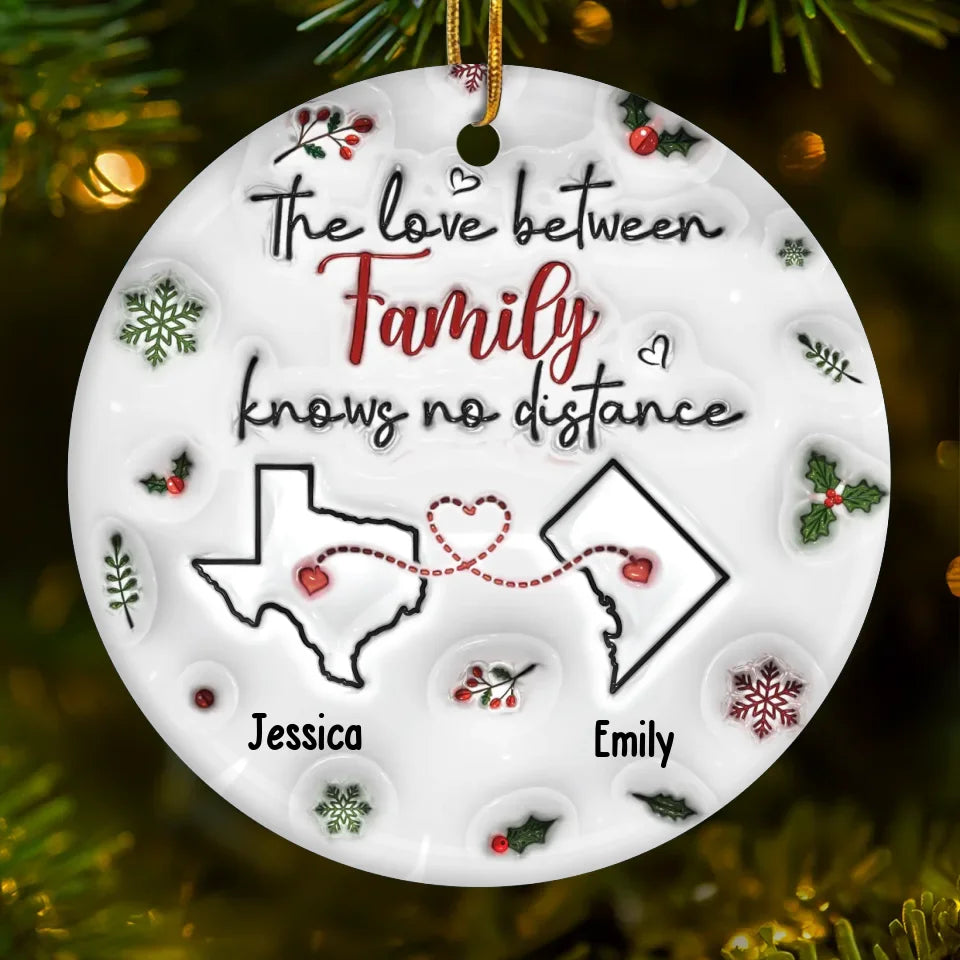 Long Distance No Matter The Distance, Friends Stay Close In Heart - Bestie Personalized Custom 3D Inflated Effect Printed Ornament - Ceramic Round Shaped - Christmas Gift For Best Friends, BFF, Sisters