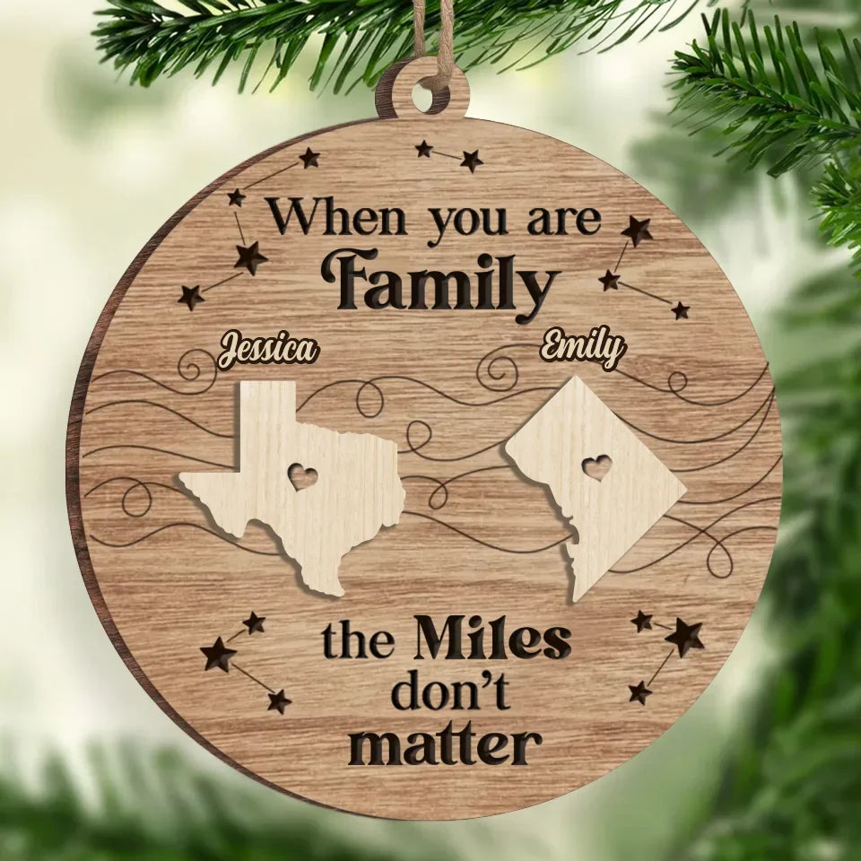 Distance Cannot Weaken The Bonds Of Family - Family Personalized Custom Ornament - Wood Custom Shaped - Christmas Gift For Family Members