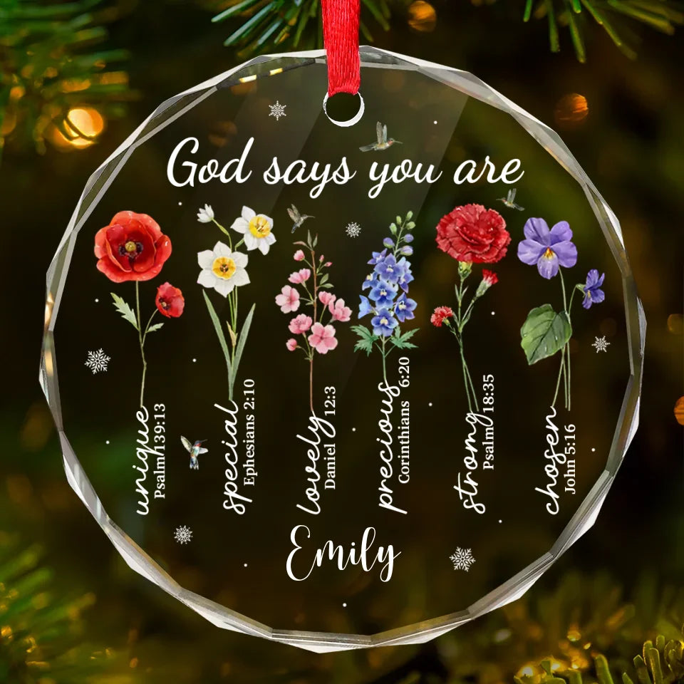 God Say You Are Unique - Bestie Personalized Custom Circle Glass Ornament - Christmas Gift For Best Friends, BFF, Sisters, Yourself