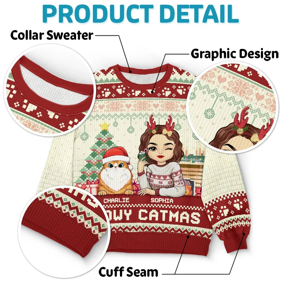 Happy Pawlidays - Dog & Cat Personalized Custom Ugly Sweatshirt - Unisex Wool Jumper - Christmas Gift For Pet Owners, Pet Lovers