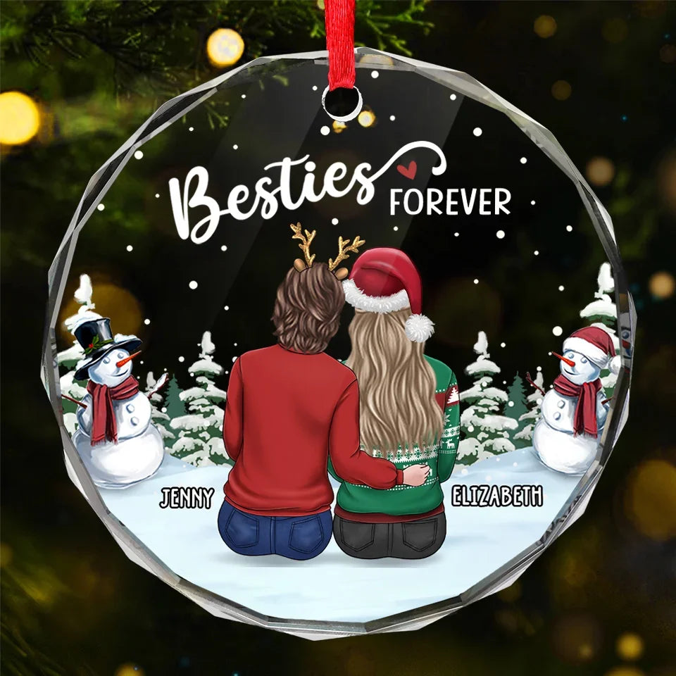Friends Who Jingle Together Stay Together - Bestie Personalized Custom Circle Glass Ornament - Christmas Gift For Best Friends, BFF, Sisters