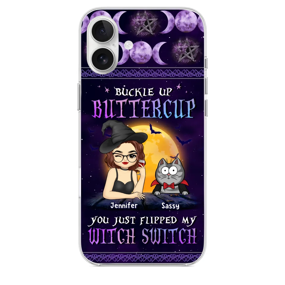 You Just Flipped My Witch Switch - Cat Personalized Custom Clear Phone Case - Halloween Gift For Pet Owners, Pet Lovers