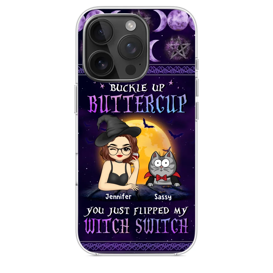 You Just Flipped My Witch Switch - Cat Personalized Custom Clear Phone Case - Halloween Gift For Pet Owners, Pet Lovers