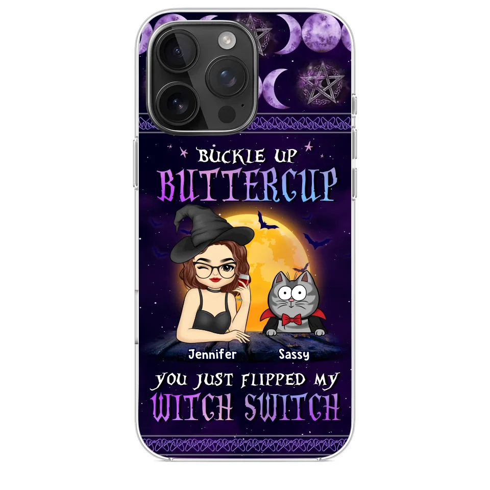 You Just Flipped My Witch Switch - Cat Personalized Custom Clear Phone Case - Halloween Gift For Pet Owners, Pet Lovers