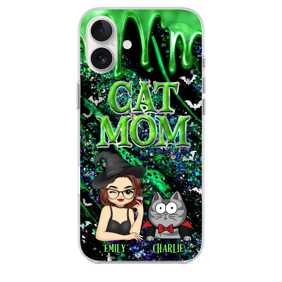 Witchy Vibes For Cat Mom This Halloween - Cat Personalized Custom Clear Phone Case - Halloween Gift For Pet Owners, Pet Lovers
