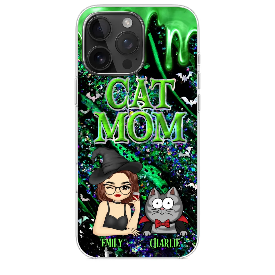Witchy Vibes For Cat Mom This Halloween - Cat Personalized Custom Clear Phone Case - Halloween Gift For Pet Owners, Pet Lovers