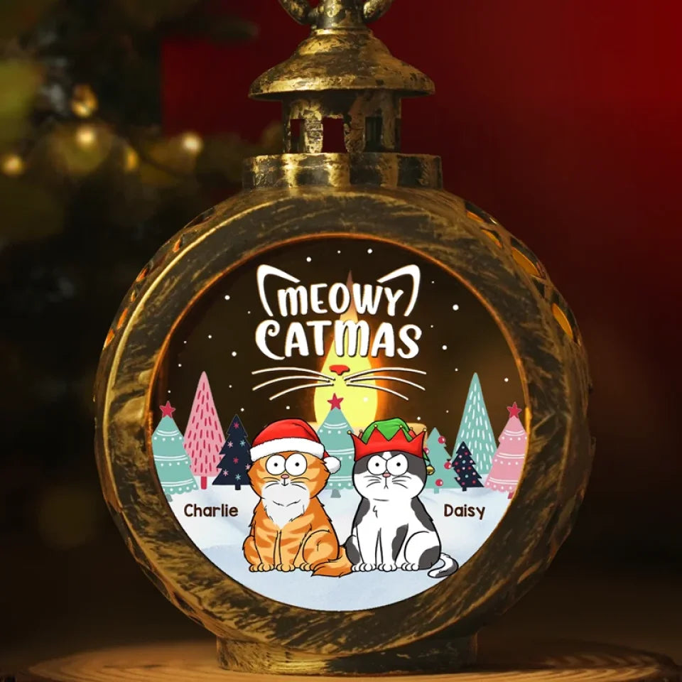 Catmas Is Coming To Your Town - Cat Personalized Custom Candlelight Lantern Ornament - Christmas Gift For Pet Owners, Pet Lovers