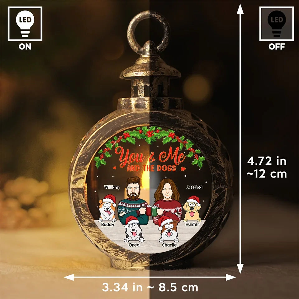 You & Me And The Fur Babies - Couple Personalized Custom Candlelight Lantern Ornament - Christmas Gift For Husband Wife, Anniversary, Pet Owners, Pet Lovers
