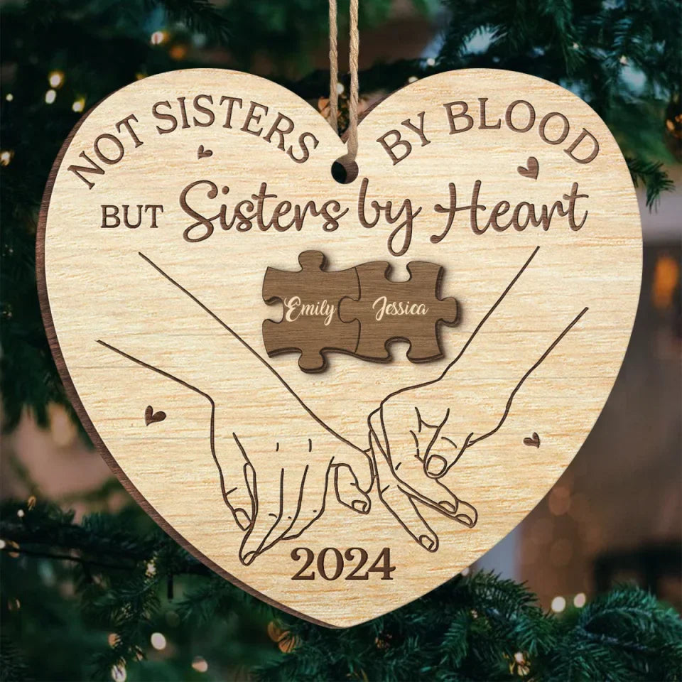 Our Hearts Tied Together - Bestie Personalized Custom Ornament - Wood Custom Shaped - Christmas Gift For Best Friends, BFF, Sisters