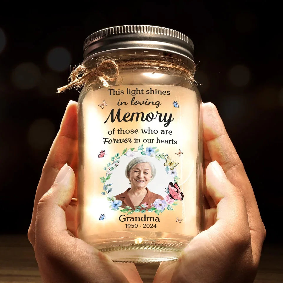 Custom Photo Your Love Continues To Brighten My Days - Memorial Personalized Custom Mason Jar Light - Sympathy Gift, Christmas Gift For Family Members