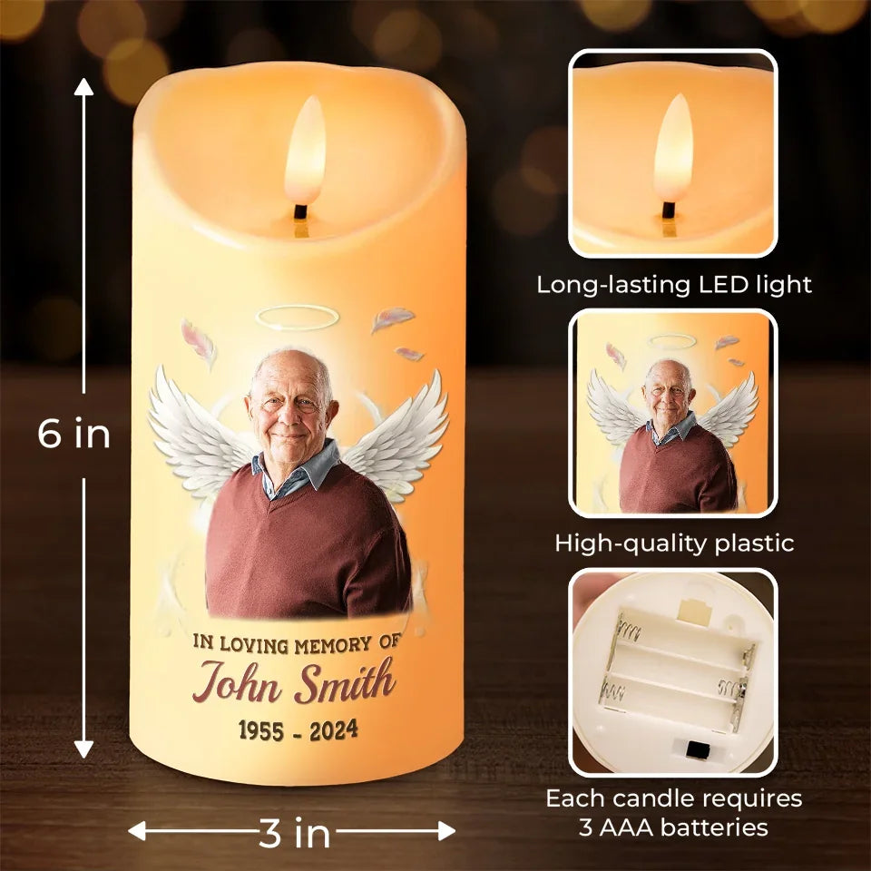 Custom Photo Your Memory Is The Light That Guards Our Hearts And Souls - Memorial Personalized Custom LED Candle - Sympathy Gift, Christmas Gift For Family Members
