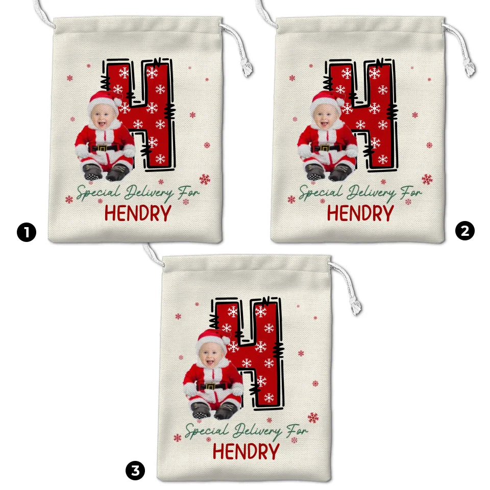 Custom Photo A Little Miracle Has Arrived - Personalized Custom Christmas Favor Bag - Christmas Gift For Kid