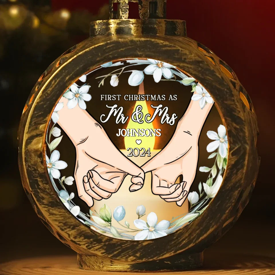 First Christmas Engages - Couple Candlelight Lantern Ornament - Christmas Gift For Husband Wife, Anniversary, First Christmas