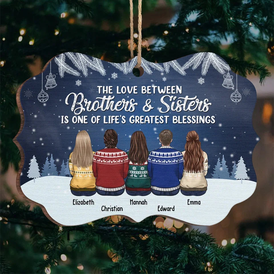 Brothers And Sisters Are As Close As Hands And Feet - Family Personalized Custom Ornament - Acrylic, Wood Benelux Shaped - Christmas Gift For Family Members, Siblings, Brothers, Sisters