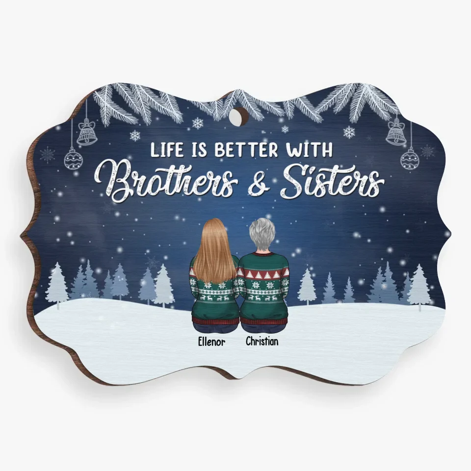 Brothers And Sisters Are As Close As Hands And Feet - Family Personalized Custom Ornament - Acrylic, Wood Benelux Shaped - Christmas Gift For Family Members, Siblings, Brothers, Sisters