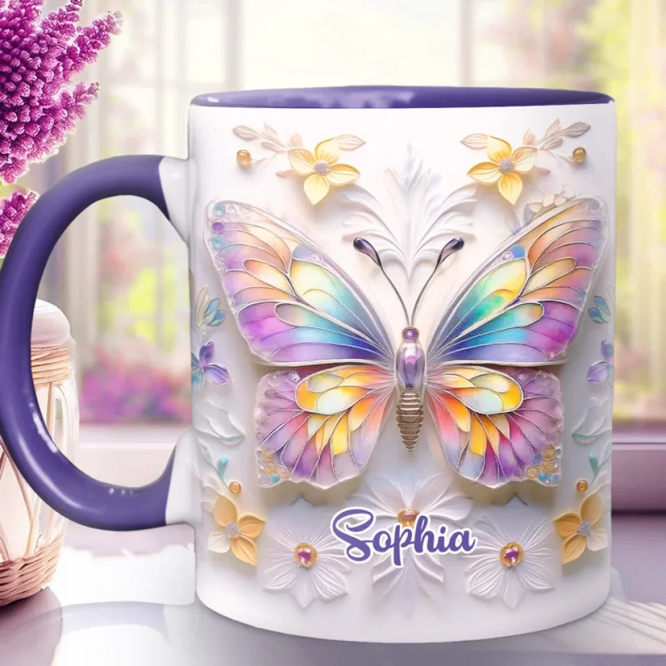Delight In The Beauty Of Butterflies - Bestie Personalized Custom 3D Inflated Effect Printed Accent Mug - Birthday Gift, Christmas Gift For Best Friends, BFF, Sisters, Mom, Daughter