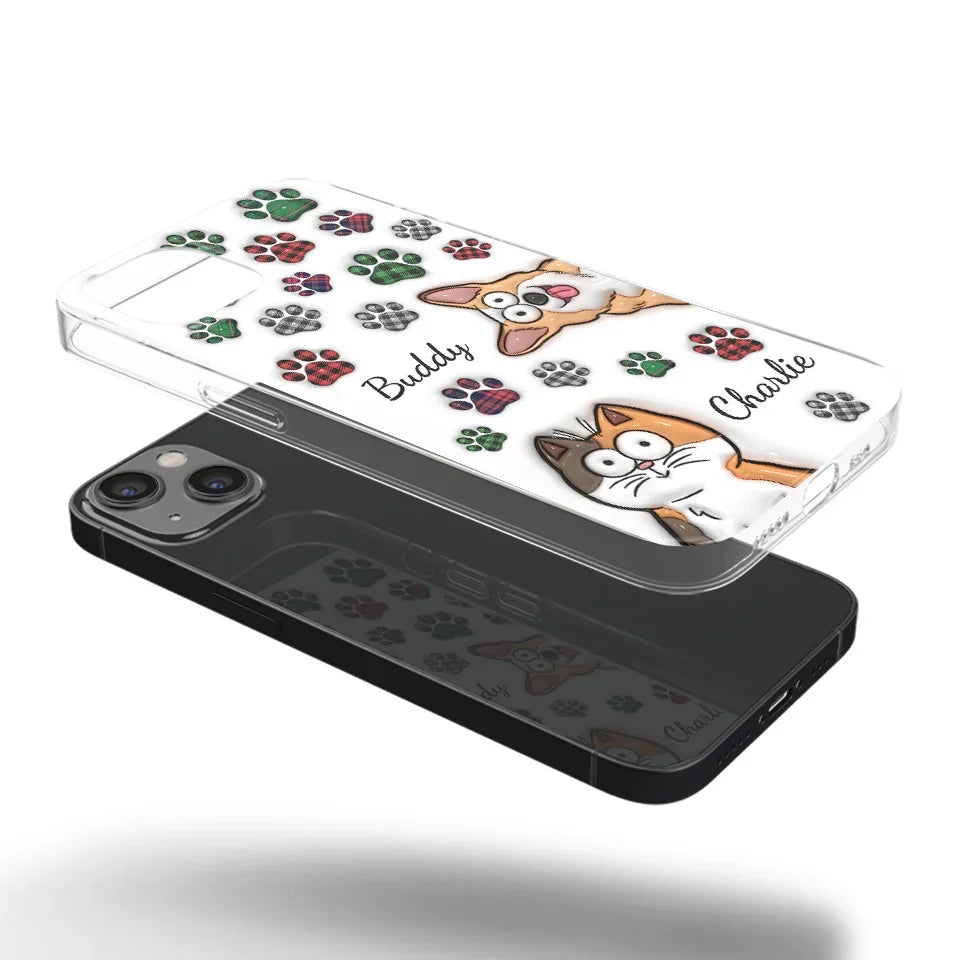 My Prints Follow Every Places You Go - Dog & Cat Personalized Custom 3D Inflated Effect Printed Clear Phone Case - Gift For Pet Owners, Pet Lovers