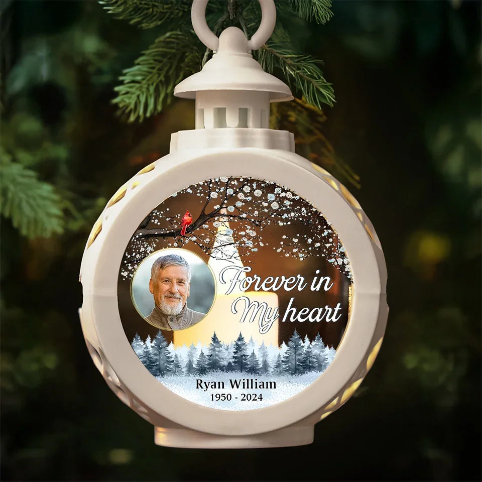 Custom Photo Keeping Their Memory Alive In Our Hearts - Memorial Personalized Custom Candlelight Lantern Ornament - Sympathy Gift, Christmas Gift For Family Members