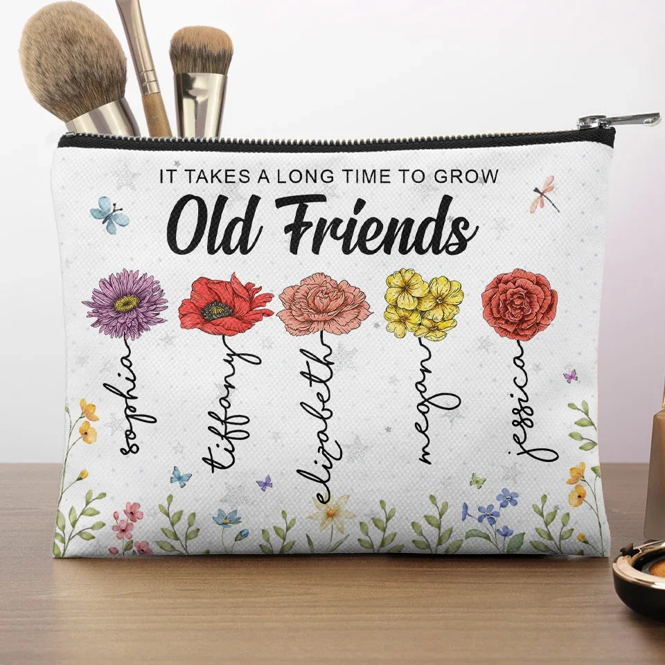 Flowers Are Like Friends, They Bring Color To Your World - Bestie Personalized Custom Cosmetic Bag - Gift For Best Friends, BFF, Sisters