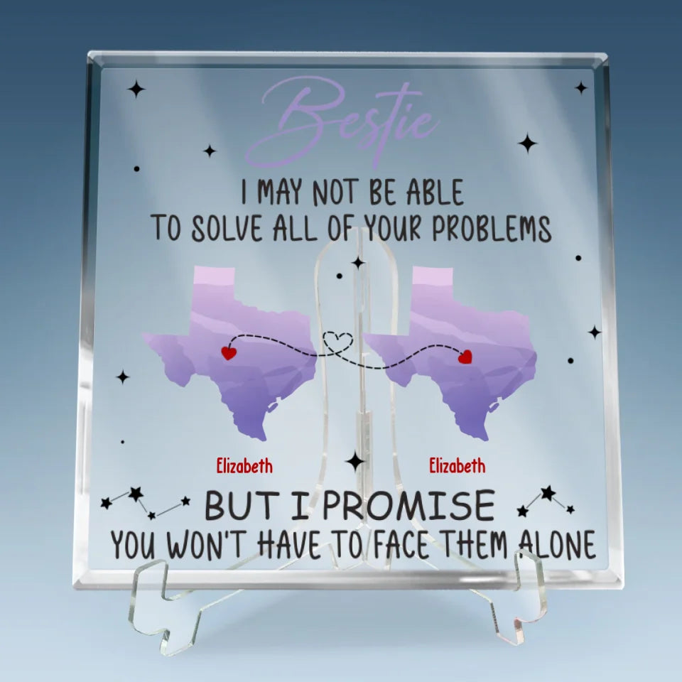 Not Near, But Dear As Always - Bestie Personalized Custom Square Shaped Acrylic Plaque - Gift For Best Friends, BFF, Sisters
