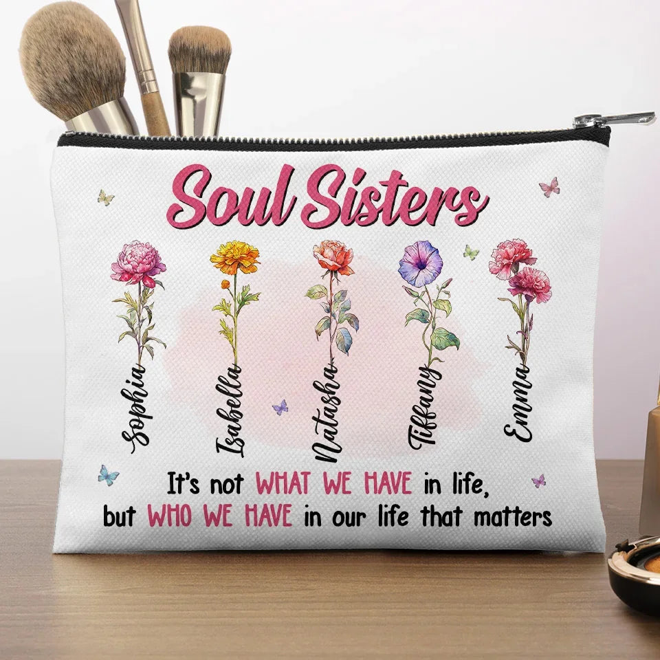 Friends Are Like Flowers, They Brighten Our Days - Bestie Personalized Custom Cosmetic Bag - Gift For Best Friends, BFF, Sisters