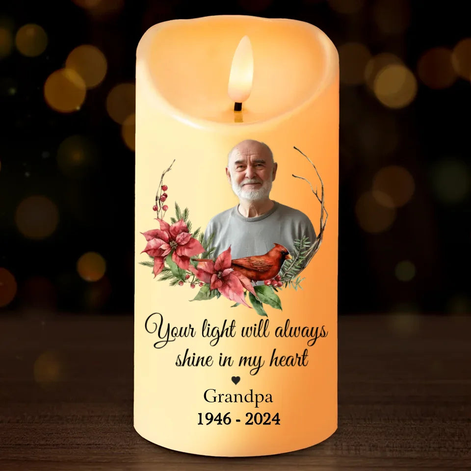 Custom Photo You Will Forever Be My Always - Memorial Personalized Custom LED Candle - New Arrival, Christmas Gift, Sympathy Gift For Family Members AMZ