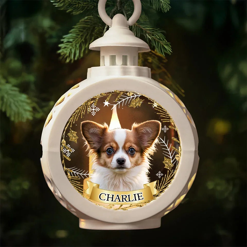 Custom Photo No Longer By My Side, But Forever In My Heart - Memorial Personalized Custom Candlelight Lantern Ornament - Sympathy Gift, Christmas Gift For Pet Owners, Pet Lovers