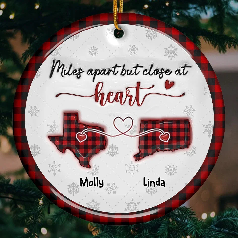 Friendship Is The Thread That Connects Our Hearts - Bestie Personalized Custom 3D Inflated Effect Printed Ornament - Ceramic Round Shaped - Christmas Gift For Best Friends, BFF, Sisters