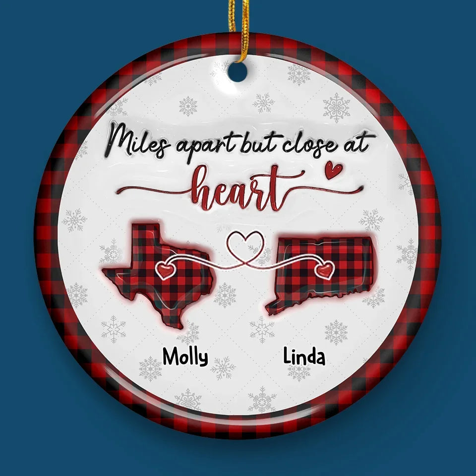 Friendship Is The Thread That Connects Our Hearts - Bestie Personalized Custom 3D Inflated Effect Printed Ornament - Ceramic Round Shaped - Christmas Gift For Best Friends, BFF, Sisters