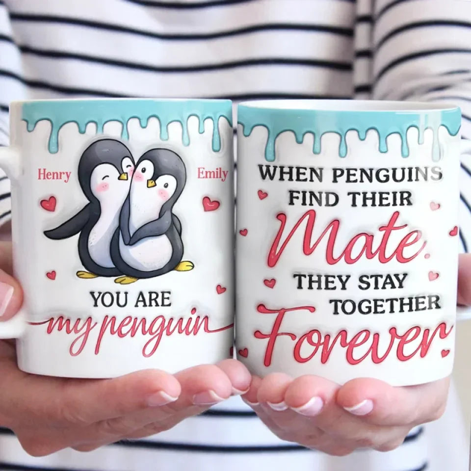 Our Love Is Like The Bond Of Penguins, Unbreakable And Eternal - Couple Personalized Custom 3D Inflated Effect Printed Mug - Gift For Husband Wife, Anniversary