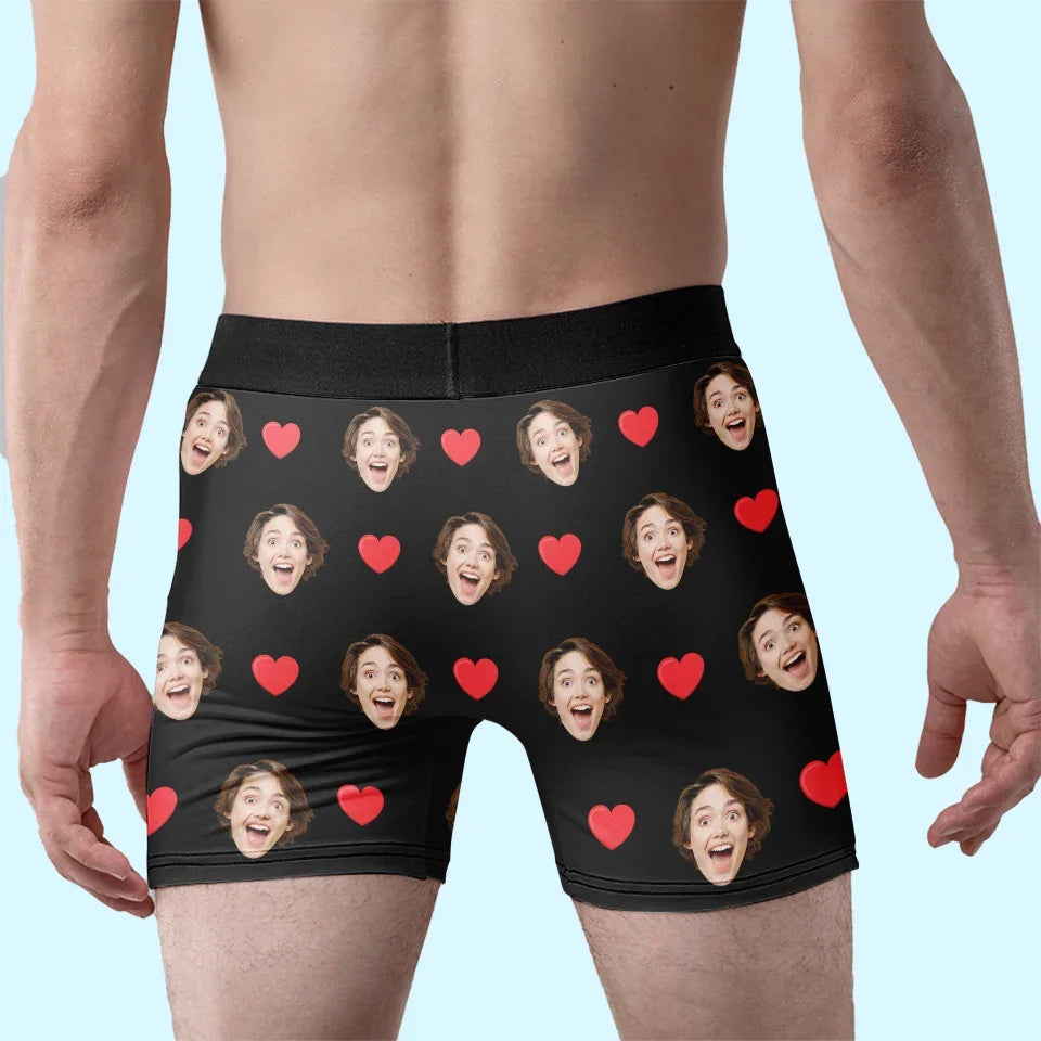 Custom Photo Your Smile Makes My Day Brighter - Couple Personalized Custom Boxer Briefs, Men's Boxers - Gift For Husband Wife, Anniversary