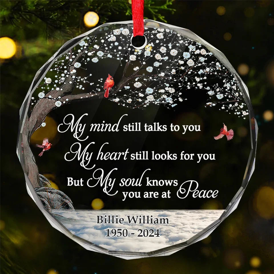 Gone Yet Not Forgotten - Memorial Personalized Custom Circle Glass Ornament - Sympathy Gift, Christmas Gift For Family Members