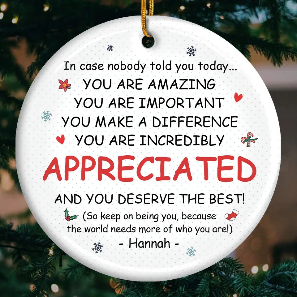 Friends At Work Make Long Days So Much Brighter - Coworker Personalized Custom Ornament - Ceramic Round Shaped - Christmas Gift For Coworkers, Work Friends, Colleagues