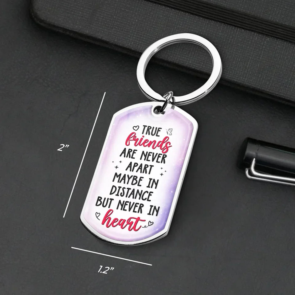 True Friends Keep Each Other In Heart - Bestie Personalized Custom Keychain - Gift For Best Friends, BFF, Sisters