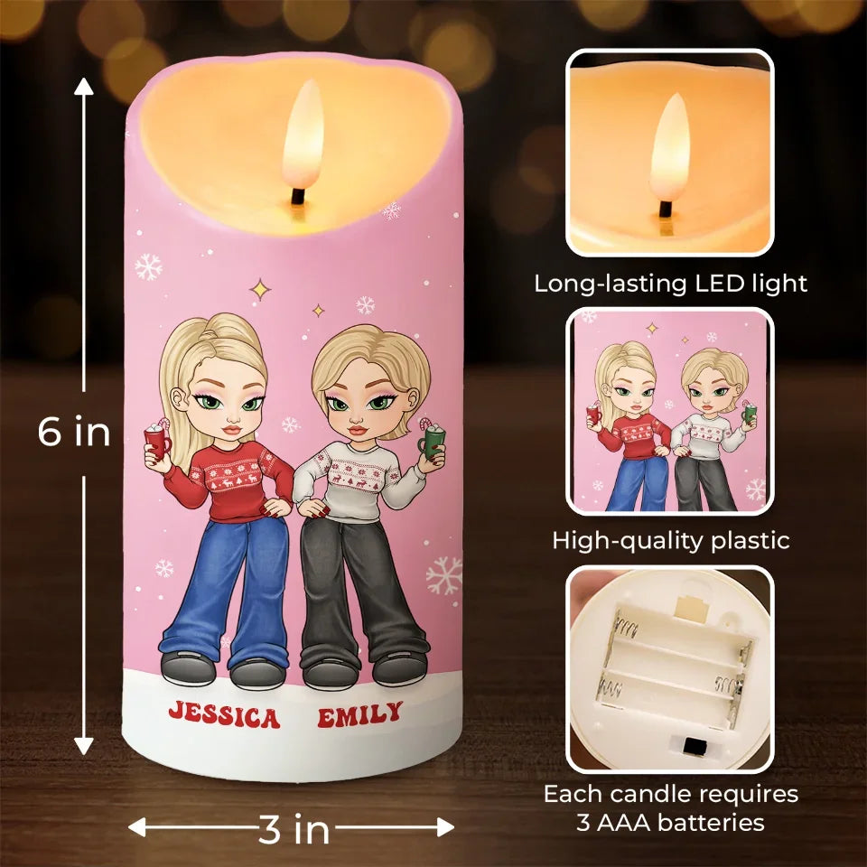 Friendship Without End - Bestie Personalized Custom LED Candle - Christmas Gift For Best Friends, BFF, Sisters