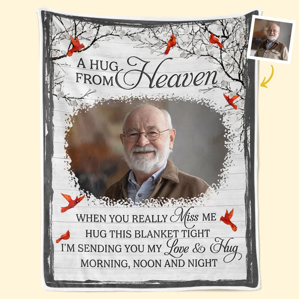 Custom Photo I'll Be Watching Over You From Heaven - Memorial Personalized Custom Blanket - Sympathy Gift, Christmas Gift For Family Members