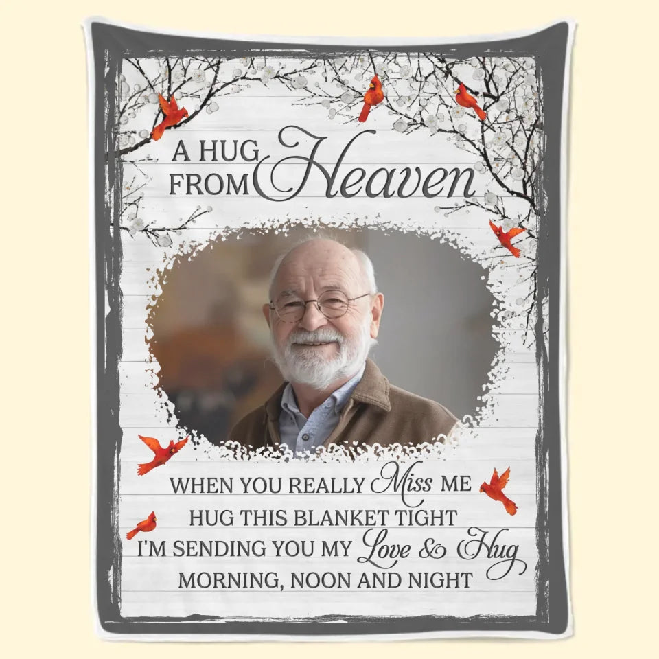 Custom Photo I'll Be Watching Over You From Heaven - Memorial Personalized Custom Blanket - Sympathy Gift, Christmas Gift For Family Members