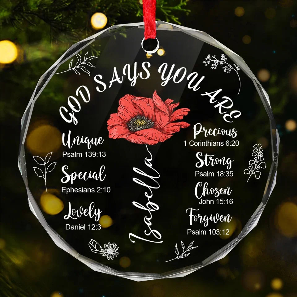 You Are Beautiful Like A Flower - Affirmation Personalized Custom Circle Glass Ornament - Christmas Gift For Yourself