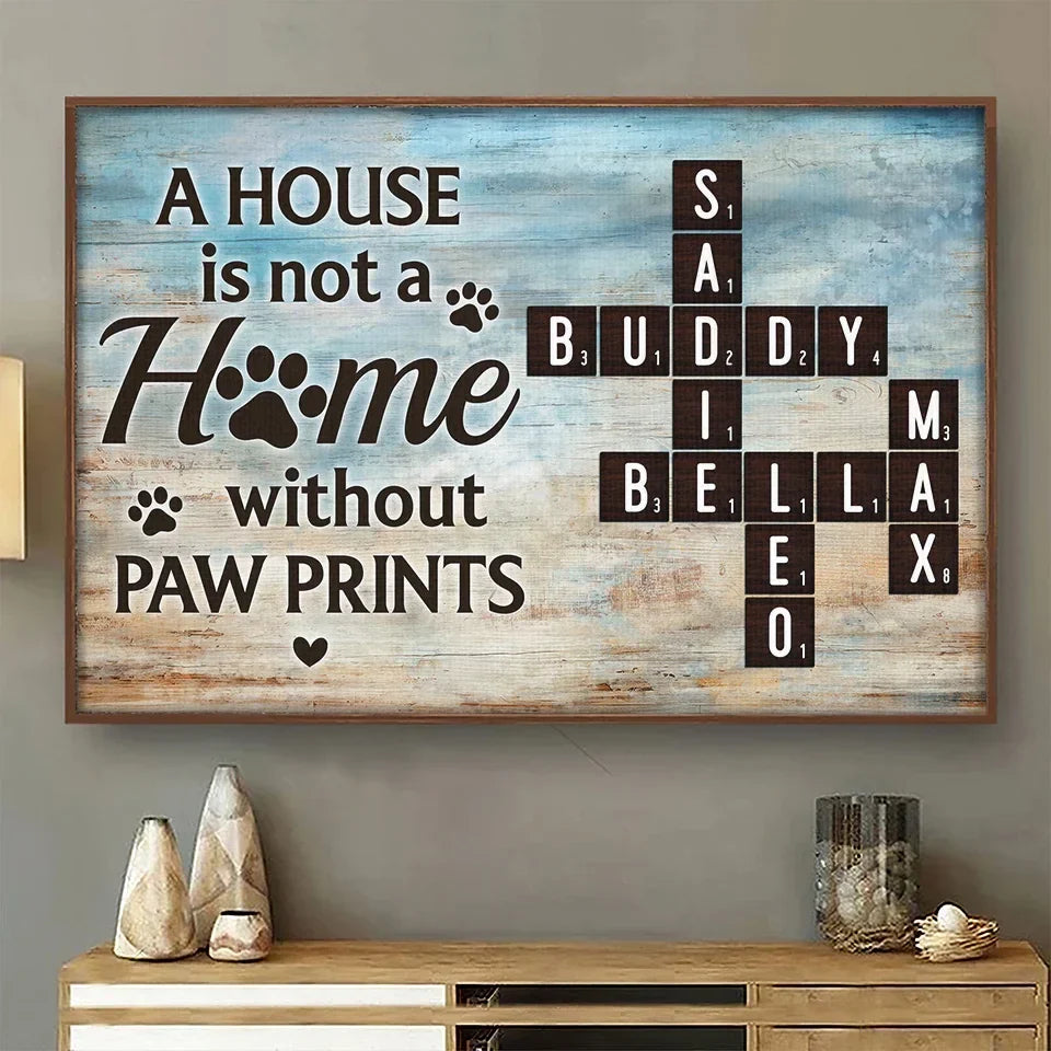 A House Is Not A Home Without Paw Prints - Memorial Personalized Custom Horizontal Poster - Sympathy Gift For Pet Owners, Pet Lovers