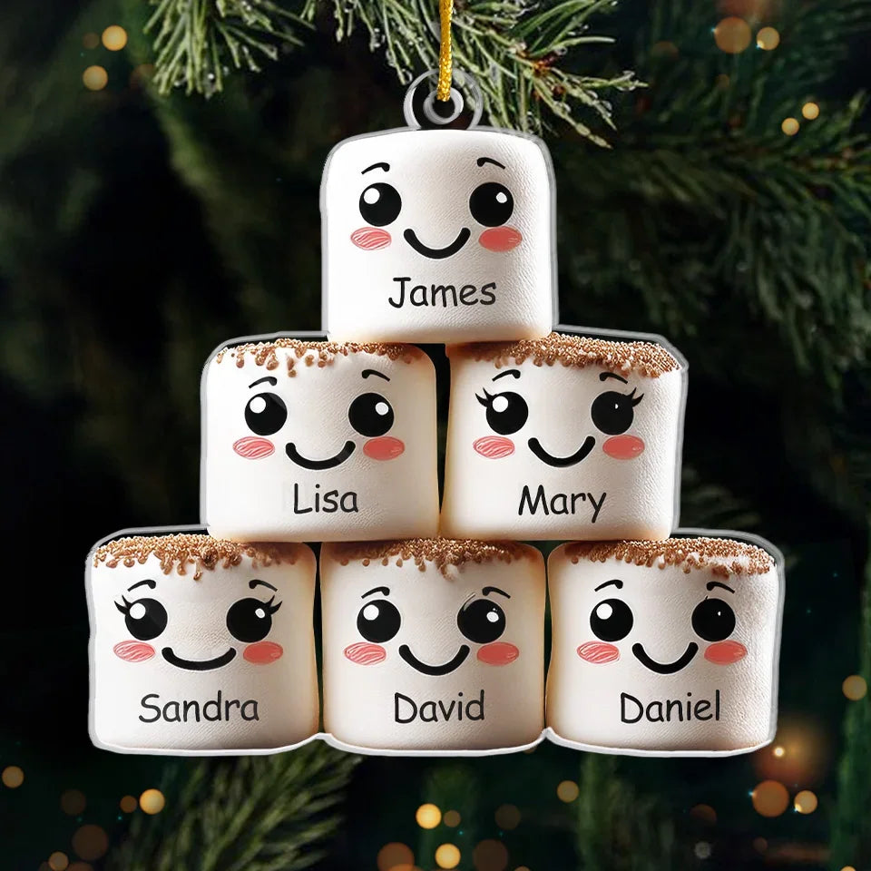 It's A Marshmallow World In The Winter - Family Personalized Custom Ornament - Acrylic Custom Shaped - Christmas Gift For Family Members