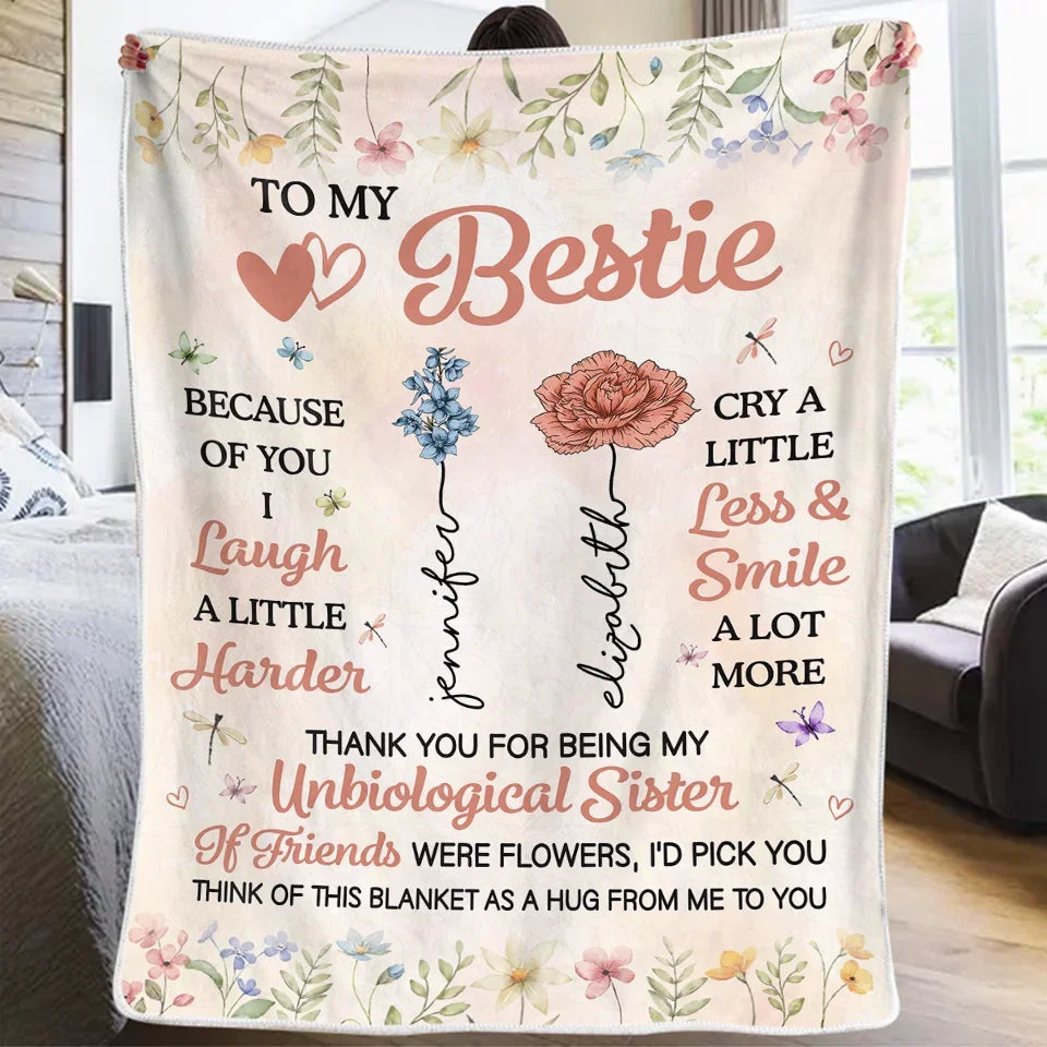Bestie By My Side - Bestie Personalized Custom Blanket - Gift For Best Friends, BFF, Sisters