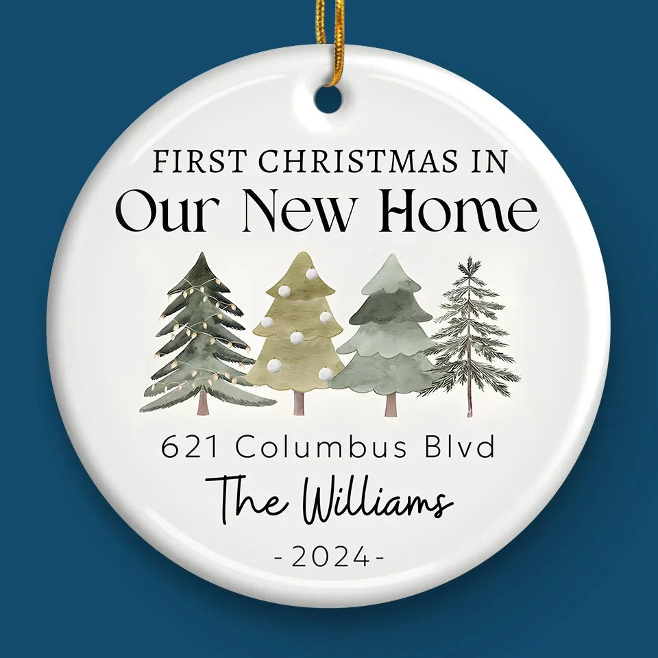 Our New Home - Family Personalized Custom Ornament - Ceramic Round Shaped - Christmas Gift For Family Members, First Christmas