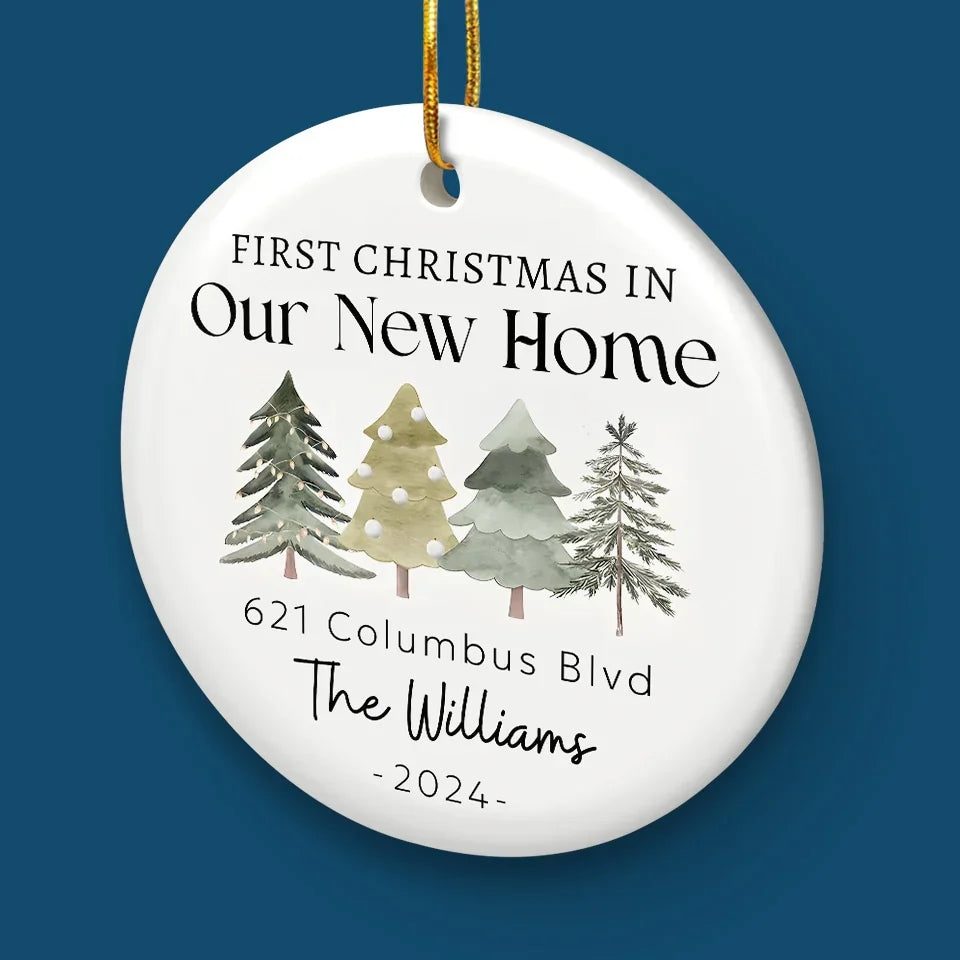 Our New Home - Family Personalized Custom Ornament - Ceramic Round Shaped - Christmas Gift For Family Members, First Christmas