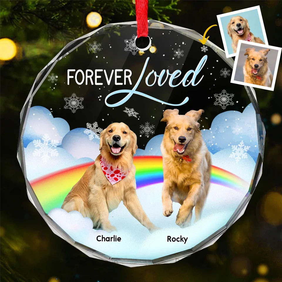 Custom Photo The Love We Shared Will Never Fade - Memorial Personalized Custom Circle Glass Ornament - Sympathy Gift, Christmas Gift For Pet Owners, Pet Lovers