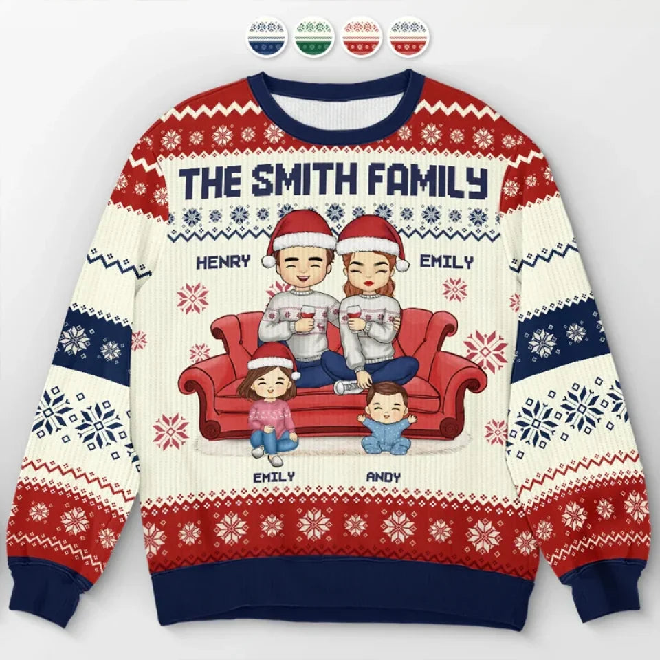 Home Is Where Family And Pets Bring Joy - Family Personalized Custom Ugly Sweatshirt - Unisex Wool Jumper - Christmas Gift For Family Members, Pet Owners, Pet Lovers